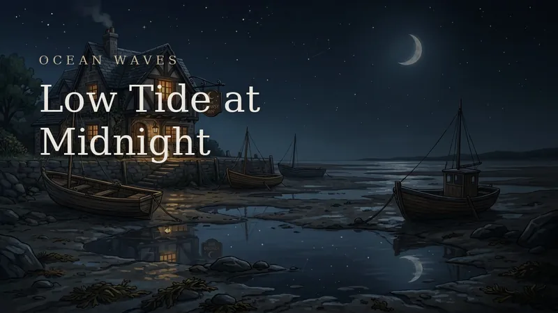 Low Tide at Midnight — boats resting on the moonlit tidal flats below the inn