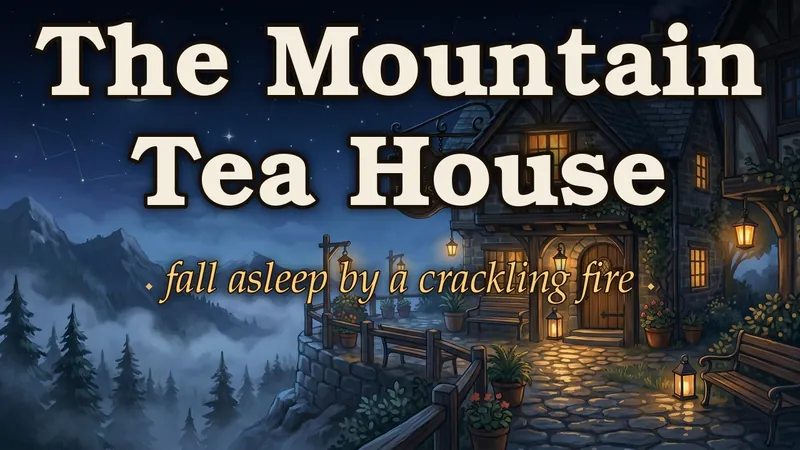 The Mountain Tea House — a lantern-lit tea house on a mountainside above the clouds
